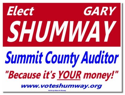 Gary Shumway for Summit County Auditor Yard Sign